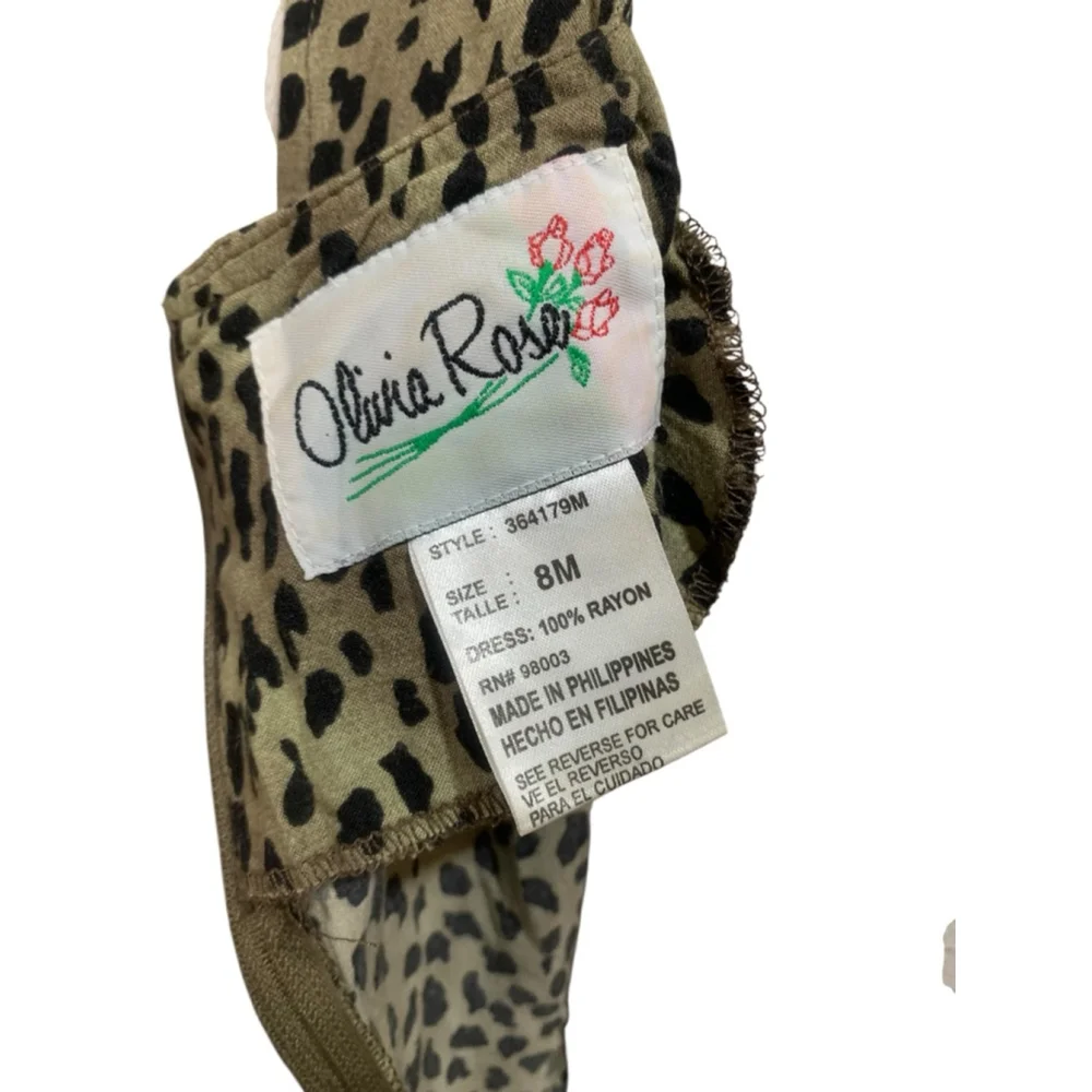 Vntg 90’s Women's Olivia Rose Green & Black Leopard Print Midi Dress, Size 8 - Picture 7 of 8